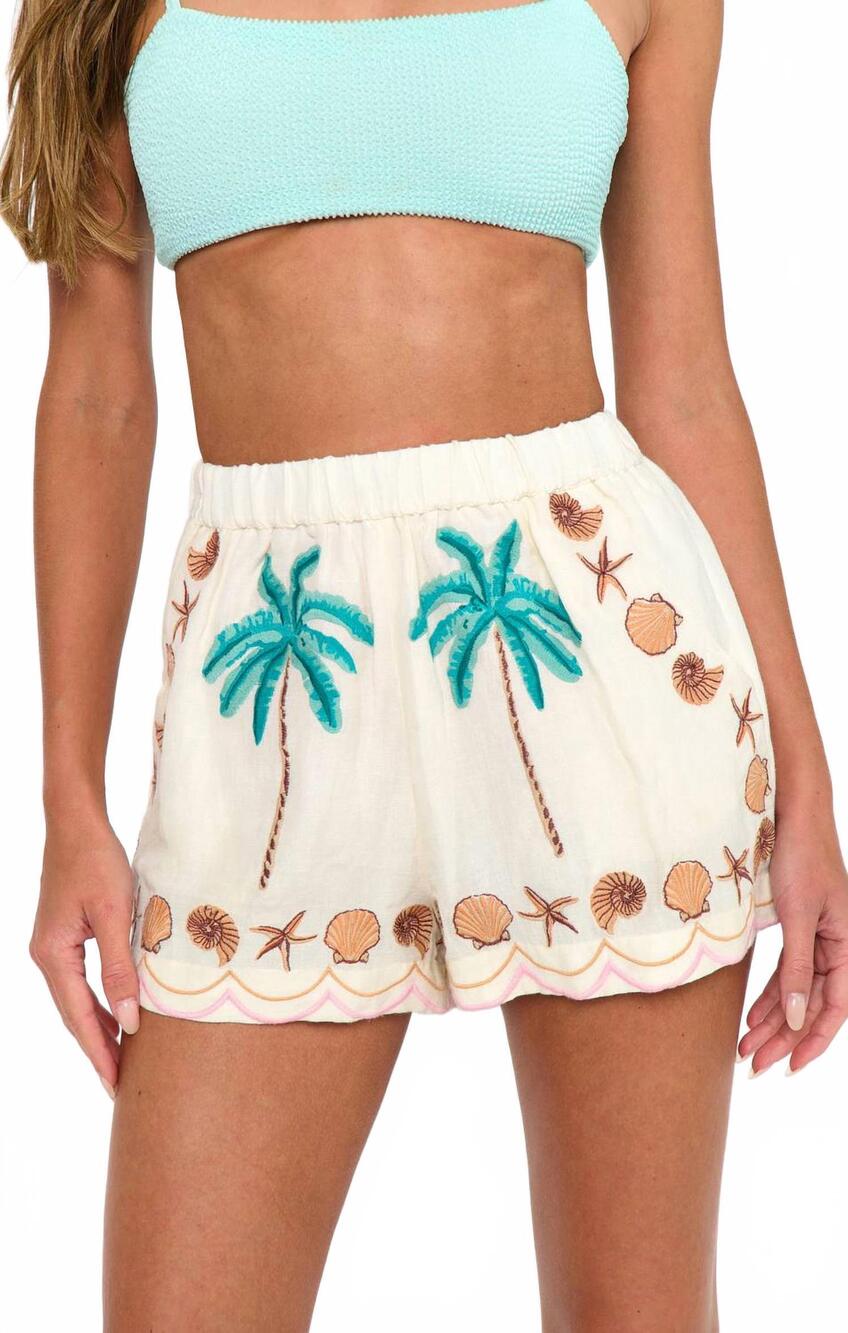 NEW SHOW ME YOUR MUMU hendrix printed shorts in beachfront embroidery